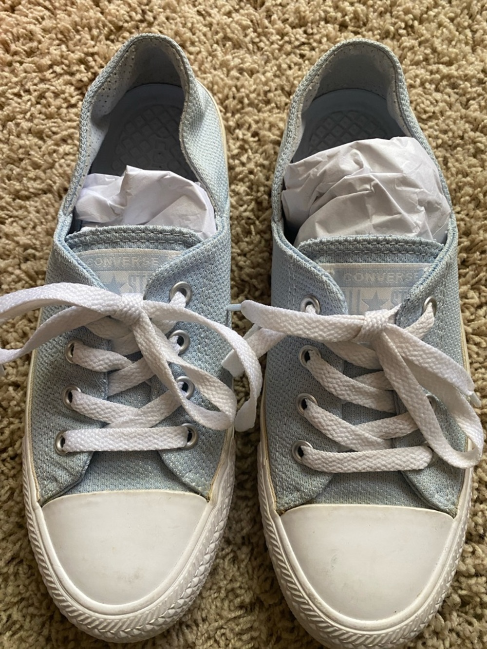 Converse Pale Blue & White Low-Top Canvas Sneakers